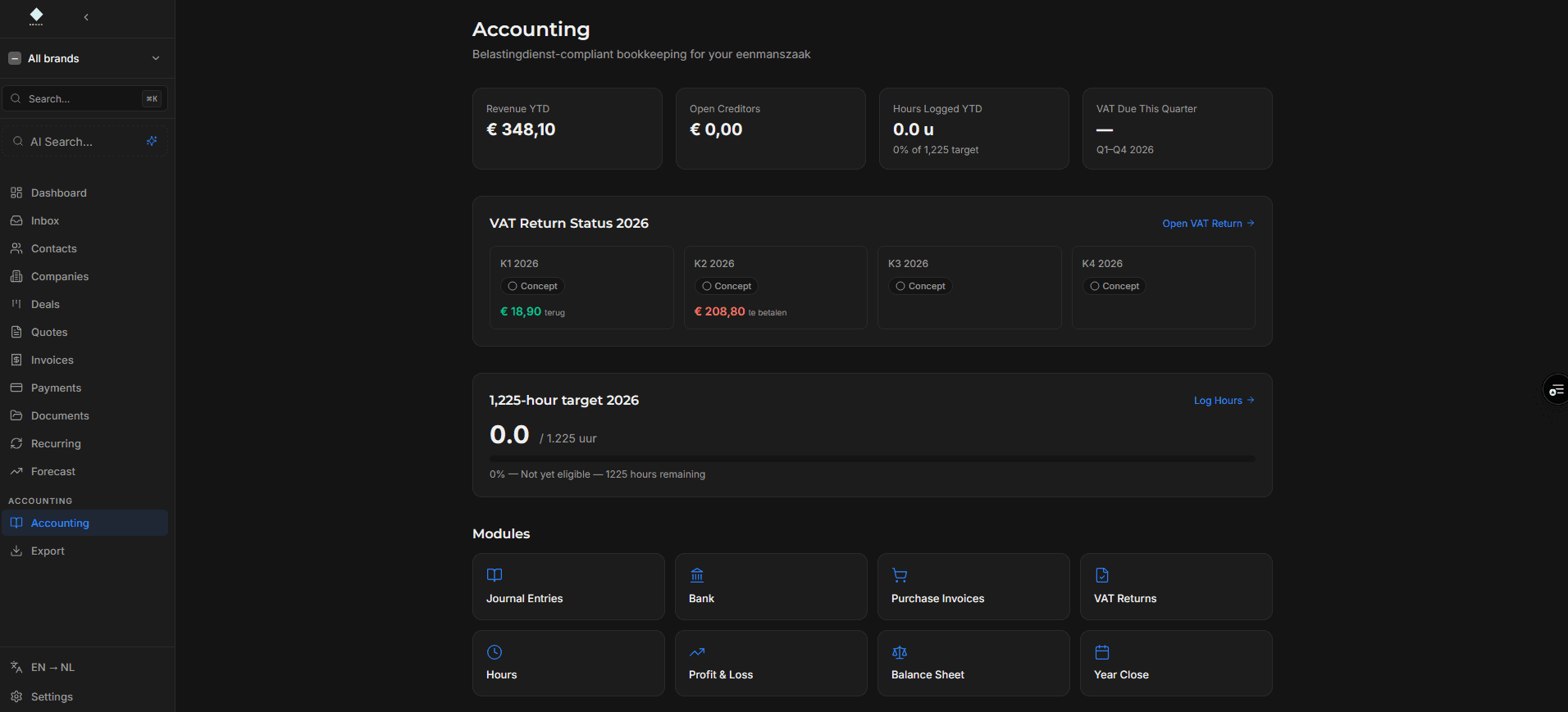 Nexus accounting — Belastingdienst-compliant bookkeeping